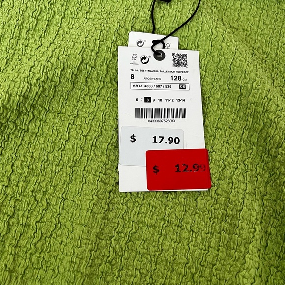 Zara Green Ruched Ribbed Short Sleeve T- shirt Girls T8 - Picture 4 of 4